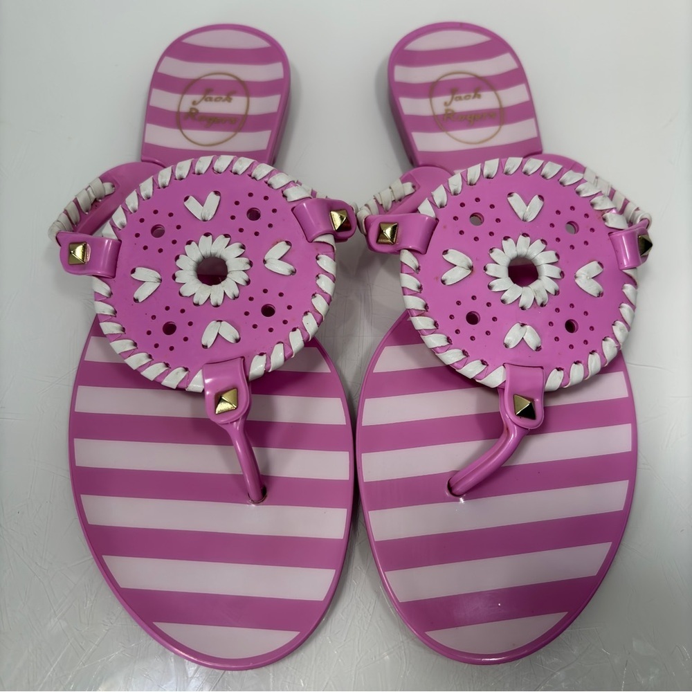 Jack Rogers Lavender Pink White Striped Georgica Jelly Sandal Size 8 - Picture 6 of 12